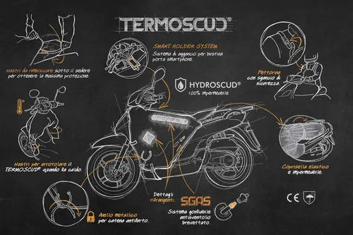 Vista 5 de Tucano Urbano Termoscud® R225 - Saco para scooter. Termoshield original con patente antialetas S.G.A.S. Construcción hermética de triple capa