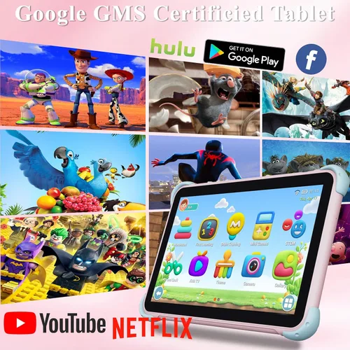 Vista 3 de Tablet infantil de 10 pulgadas para niños, tabletas Android para niños pequeños con funda, tabletas para niños con controles parentales, Wifi azul