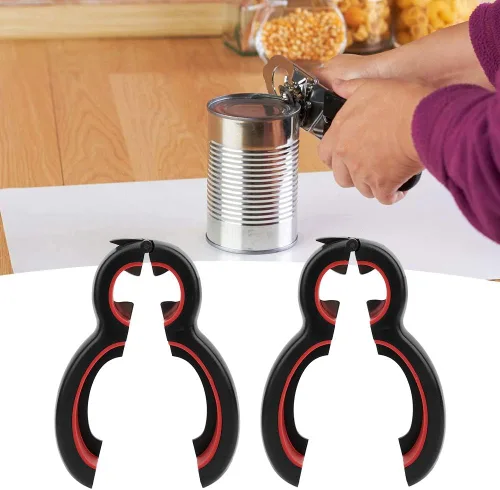 Vista 7 de Abrelatas manual, negro y rojo, portátil, abridor de botellas de mano, herramienta de cocina para anillos de extracción de latas para tapas de latas