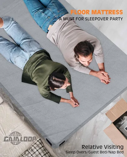 Vista 7 de GAIALOOP Colchón de Espuma Viscoelástica de 3 Pulgadas para Acampar, Almohadilla de Dormir de Doble Capa Gruesa para Coche, Tienda, Cama