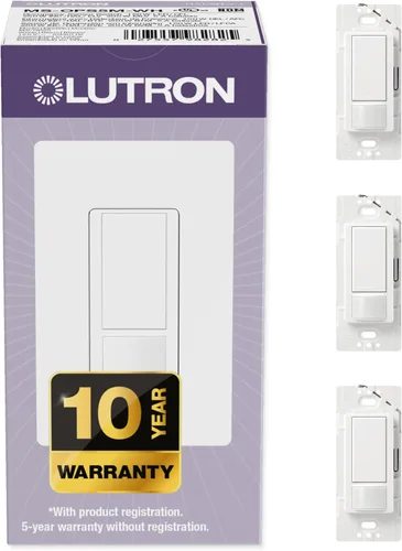 Vista 22 de Lutron Maestro Interruptor de luz con sensor de movimiento para interiores para baño, garaje, lavandería, cualquier bombilla, sensor de ocupación