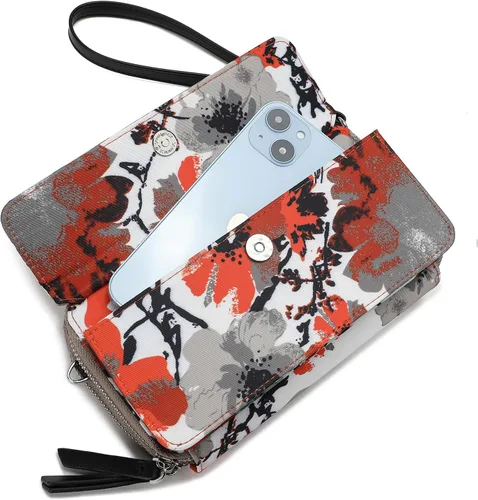 Vista 3 de Lanyani Cartera cruzada RFID con bolsillo para teléfono para mujer, cuero vegano