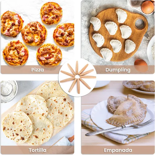 Vista 7 de Elsjoy Paquete de 12 rodillos de madera pequeños de 8 pulgadas, rodillo de madera antiadherente para hornear pasteles, galletas, pasta, albóndigas