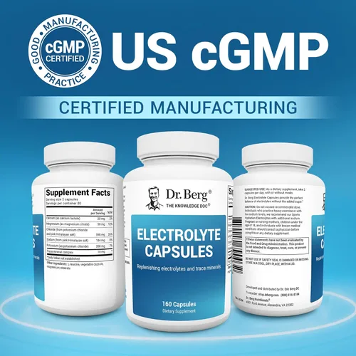 Vista 5 de Dr. Berg Cápsulas de electrolitos - Suplementos de electrolitos para apoyar la energía, la resistencia y la hidratación, sin azúcar, sin