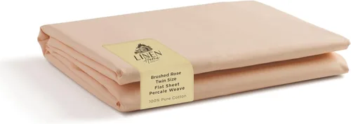 Vista 24 de Sábanas de 100% algodón percal, tamaño individual, 1 sábana encimera, ropa de cama fresca, resistente y transpirable, celeste