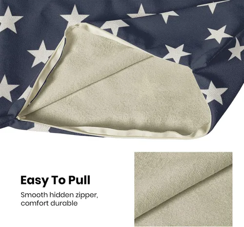 Vista 5 de Juego de 2 fundas de almohada de 16 x 16 pulgadas, diseño de estrellas azules del Día de la Independencia, almohadas decorativas para exteriores