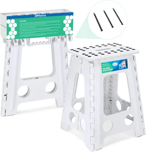 Vista 85 de Dyforce Taburete plegable de 11 pulgadas, taburete duradero para niños, taburetes resistentes para adultos, taburetes de pie compactos, taburete