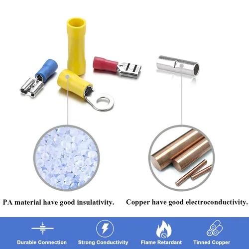 Vista 3 de Qibaok 840 conectores de cables eléctricos, terminales de crimpado de alambre aislados, kit surtido de balas de desconexión rápida con anillo