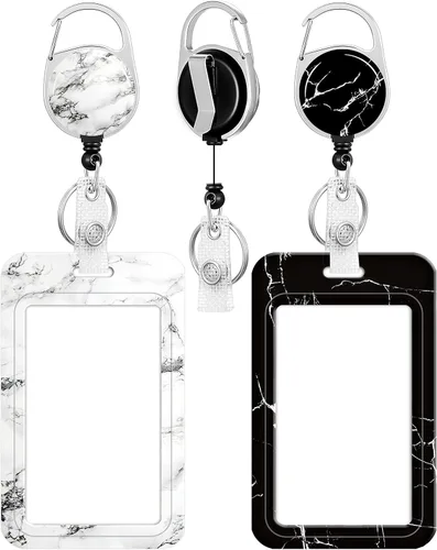 Vista 26 de Paquete de 2 portatarjetas y carrete retráctil resistente, soportes para tarjetas de identificación con clip retráctil para enfermeras, profesores