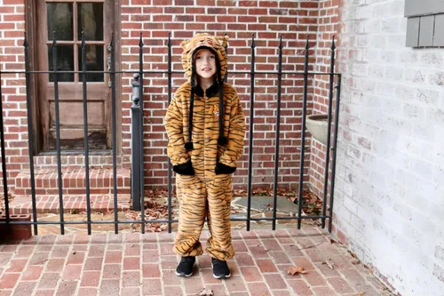 Vista 7 de ReliBeauty Disfraz de tigre para niños y niñas de tigre para Halloween