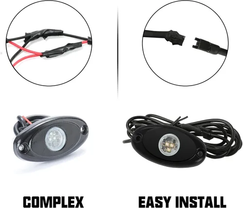 Vista 3 de SUNPIE 8 cápsulas de luces de roca de conexión rápida azul, cables de extensión de 4M para cada luz, 3 chips de alta potencia, almohadillas