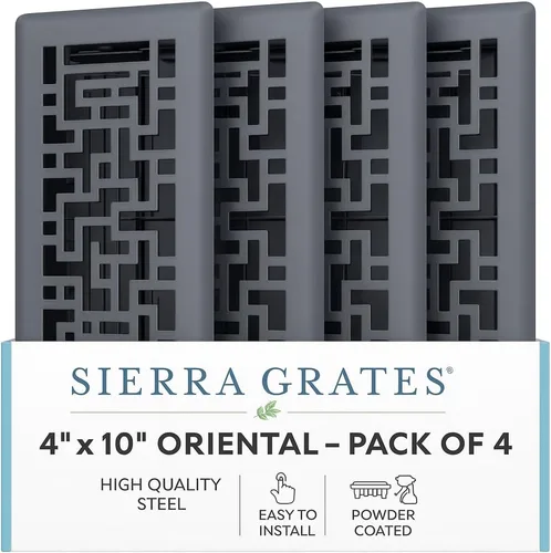 Vista 12 de Registro de piso de diseño oriental de 4 x 12 pulgadas en acabado de bronce metálico, cubiertas de ventilación para piso del hogar, cubiertas