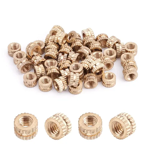 Vista 27 de MroMax Tuercas de inserción moleteadas M2, latón métrico M2x3x3.0.079 in Tuercas de inserción roscadas a través de roscas encajadas en agujeros