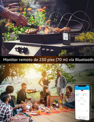 Vista 2 de Govee Termómetro Bluetooth para carne, termómetro inalámbrico de carne para horno ahumador, termómetro digital para parrilla con 2 sondas, modo