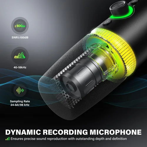 Vista 3 de Micrófono dinámico USB/XLR para juegos Streaming Podcast Grabación PC Mic