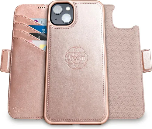 Vista 110 de Dreem Fibonacci - Funda tipo cartera para iPhone 13 Funda desmontable de piel vegana 2 en 1 con soporte integrado, portador de tarjetas con Negro
