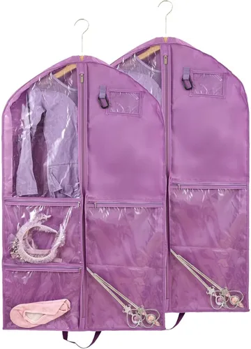 Vista 14 de Bolsa de ropa para disfraces de baile, bolsas de ropa de 40 pulgadas para bailarines para colgar ropa y almacenamiento de viajes, bolsas de recital