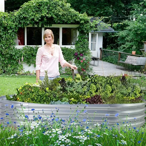 Vista 6 de Land Guard Cama de jardín elevada de metal de 6 pies, 2 macetas galvanizadas elevadas para verduras
