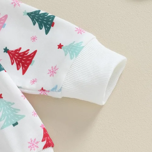 Vista 4 de Gueuusu Conjunto de sudadera de Papá Noel de manga larga para bebés, niñas y niños, ropa de otoño e invierno
