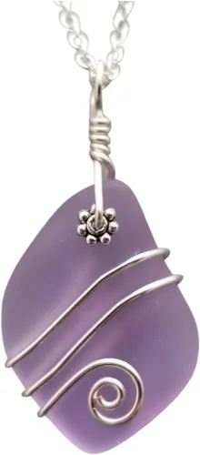 Yinahawaii Handmade Sea Glass Necklace, Hawaiian Jewelry for Women, Wire "Magical Color Changing" Purple Necklace, Sea Glass Jewelry For Women,