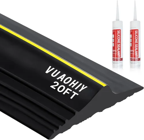 Vista 9 de Tira de goma universal para puerta de garaje con adhesivos, repuesto de burletes resistentes a la intemperie (16 pies, gris)
