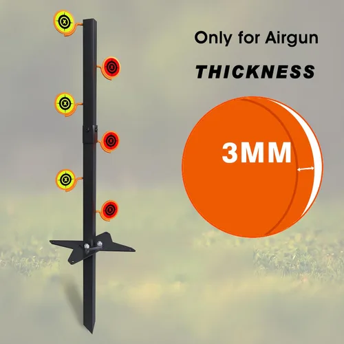 Vista 2 de Kit de objetivo de pistola de aire comprimido de árbol de duelo con 6 objetivos de acero, objetivo de tiro de metal con tres secciones desmontables