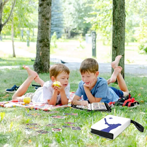 Vista 6 de ProCase Carpeta de tarjetas de béisbol de 4 bolsillos para 440 tarjetas, álbum de tarjetas comerciales deportivas con 55 fundas para tarjetero Azul