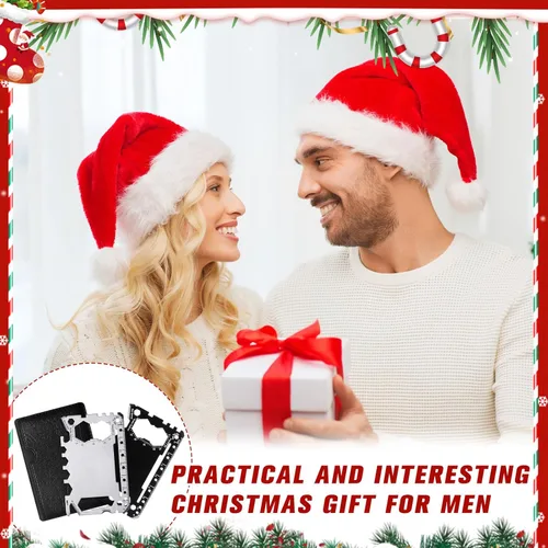 Vista 46 de Cholemy 12 carteras para tarjetas de crédito, multiherramienta 46 en 1, herramienta de bolsillo de supervivencia de acero inoxidable multiusos, Negro