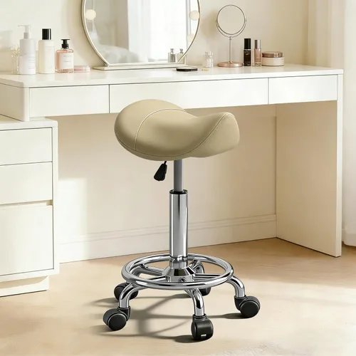 Vista 10 de Taburete con pedal de anillo, silla hidráulica ajustable con ruedas para uso médico, masaje, salón, spa, cocina y dibujo