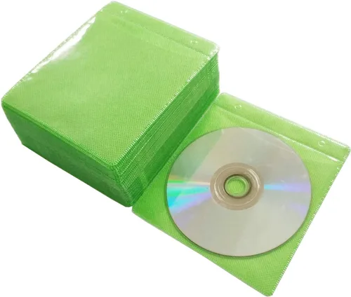Vista 52 de Paquete de 100 fundas de plástico de repuesto de doble cara para CD y DVD, material grueso no tejido de doble cara para almacenamiento de CD y DVD