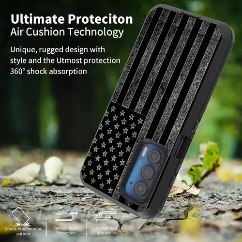 Vista 5 de Funda para Motorola Edge 2021 / Moto Edge 5G UW, protección resistente de 3 capas híbridas a prueba de golpes con funda de clip para cinturón