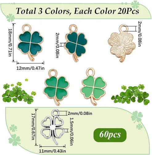 Vista 2 de SUNNYCLUE Dijes del Día de San Patricio, Aleación, esmalte, Sin piedra preciosa