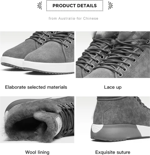 Vista 7 de AUMU Oveja Taurus Series - Botas de invierno ajustables de lana corta de piel para parejas para nieve Nieve