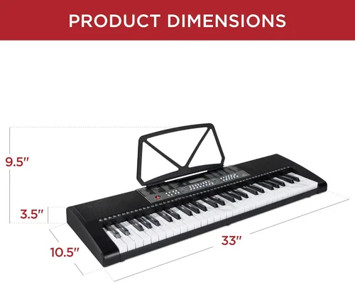 Vista 7 de Best Choice Products Teclado electrónico de 54 teclas Piano Teclado eléctrico portátil para principiantes Juego completo con pantalla LCD, adaptador