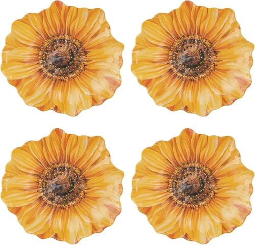 Vista 9 de UP UPware Poinsettias - Platos de postre de melamina, platos pequeños en forma de flores, para aperitivos, aperitivos y guarniciones, rosa, 7.5 x 7