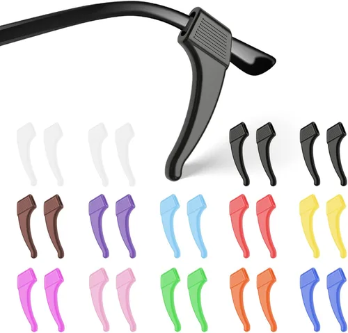 Vista 11 de SMARTTOP 20 pares de agarres antideslizantes para orejas de gafas, ganchos cómodos de silicona elástica, puntas de patillas de gafas, retenedor