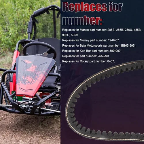 Vista 8 de KT196 - Correa de transmisión compatible con la serie 30, correa convertidora de par Powersports Coleman KT196cc 4 ruedas 196cc 6.5HP Comet 203589