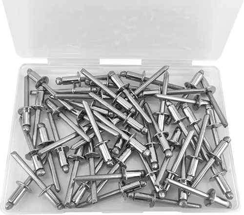 Vista 5 de ALLCLEAN 50 piezas de remaches ciegos profesionales de acero inoxidable de 1/4" x 1/2", remaches POP de 6,4 x 12 mm, agarre y mandril de acero