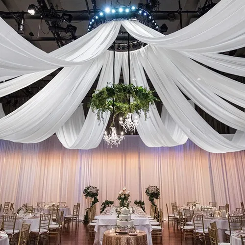 Vista 15 de FOTSHARER Cortinas de techo azul bebé para boda, 2 paneles de 5 x 20 pies, gasa para arco de boda, cortinas de techo para telón de fondo, decoración