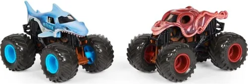 Spin Master Monster Jam - Camiones fundidos a presión que cambian de color a escala 1:64, paquete de 2: Megalodon vs. Octon8er