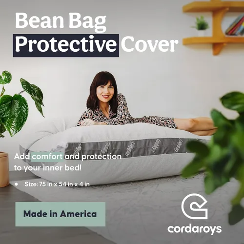 Vista 2 de CordaRoy's Protector de puf impermeable, funda extraíble para puf convertible, lavable a máquina y apto para secadora, protector de puf ajustado