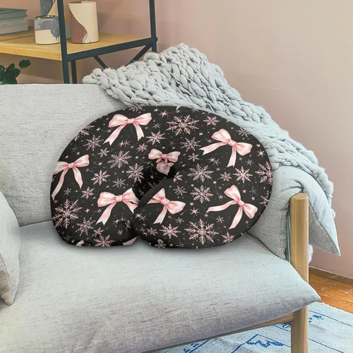 Vista 5 de Jeiento Christmas Nursing Pillow Case Black Snowflake Pink Bow Nursing Covers for Breastfeeding Pillows Soft Comfortable Slipcover for Boy and Girl