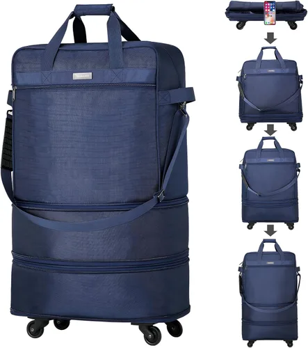 Maletas Hanke con ruedas, bolsa de equipaje plegable y expandible, bolsa de viaje colapsable y con ruedas, bolsa de lona para hombres y mujeres,