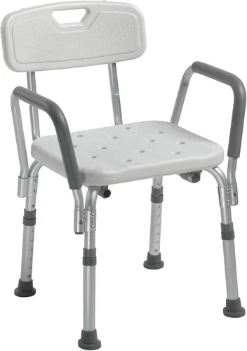 Silla de ducha Drive Medical con respaldo y brazos acolchados - Asiento de baño ajustable para seguridad y comodidad - Construcción ligera de