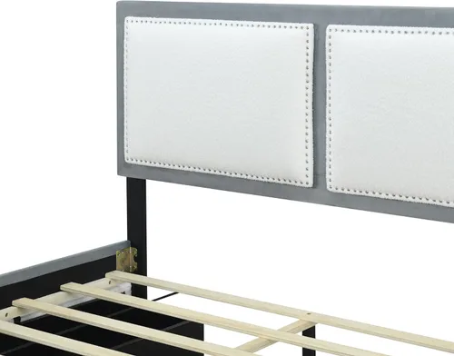 Vista 154 de Elegante cama con plataforma tapizada de terciopelo de tamaño Queen con cabecero, para niños, niñas y adolescentes (beige @cabecero/, Queen)