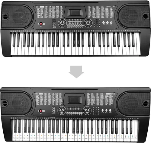 Vista 5 de Eison - Calcomanías de piano para teclas, calcomanías coloridas para teclado de piano para 88/61/54/49/37, juego de aprendizaje completo, extraíble