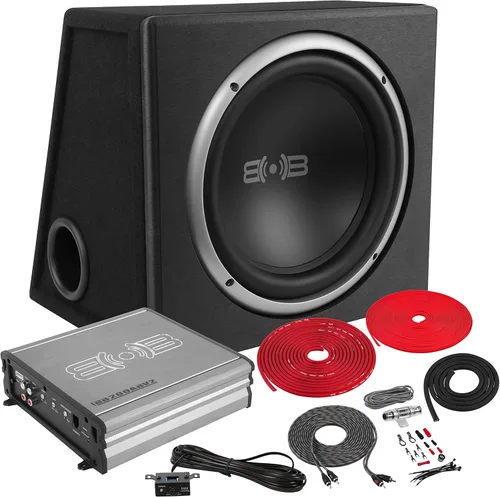 Vista 10 de BELVA BPKG210v2 Subwoofer doble de 1000W de 10" para automóvil con carcasa portada, amplificador monobloque, kit de cableado y perilla de graves