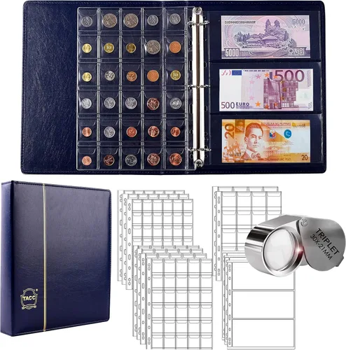 Vista 13 de Juego de 295 libros de colección de monedas 2 en 1, suministros de colección de monedas, soportes para monedas para coleccionistas, 3 bolsillos