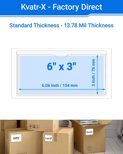 Vista 36 de 30 PCS Clear Self Adhesive Plastic Label Pockets, Top Loading Business & Library Index Card Holders, Peel and Stick Sleeves for Storage Bins, Totes