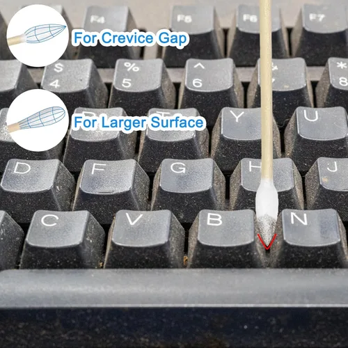 Vista 3 de Eyxformula 200 hisopos de algodón de 6 pulgadas de largo con palos de bambú, 100 puntas redondas y 100 puntas de precisión para limpiar armas